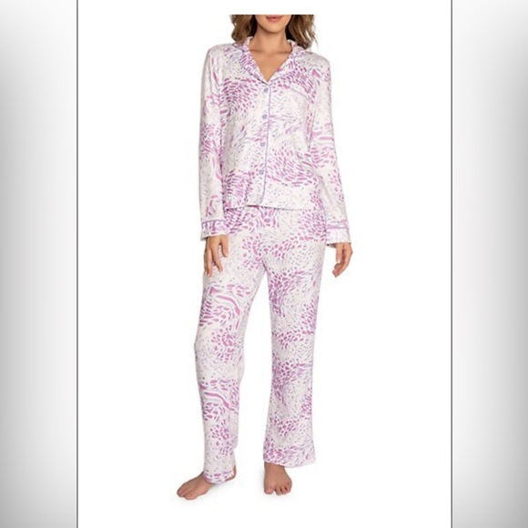 Pj salvage Wild Lavender 2-Piece Leopard Pajama Set large - Picture 1 of 8